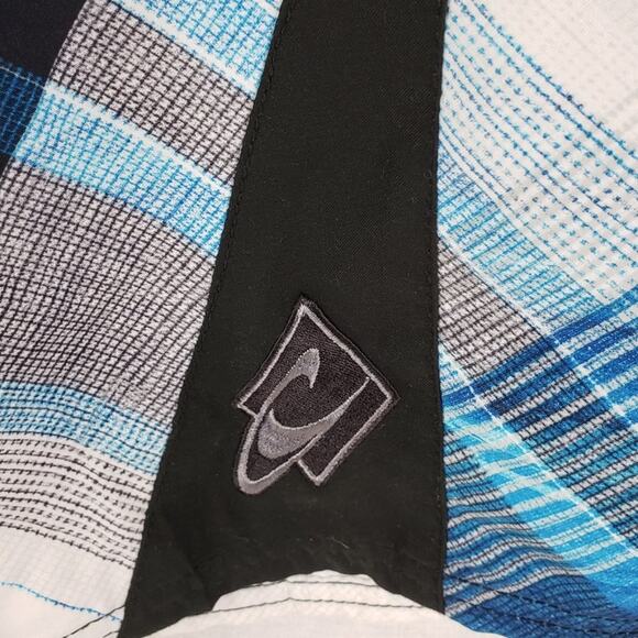 O'neill Board Shorts Men 33 Blue, Black, White Plaid w/ Side Zip Pocket - Picture 7 of 8